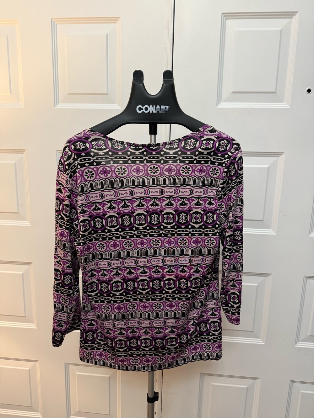 Women’s Purple Patterned Cowl Neck Top - Picture 3 of 4